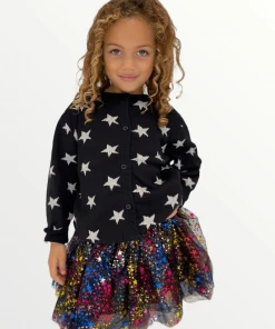 Lola + The Boys Shining Metallic Star Cardigan