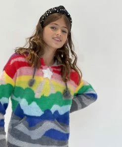 Lola + The Boys Shooting Star Rainbow Sweater