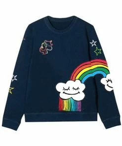 Lola + The Boys New Arrivals Smiley Cloud Rainbow Sweatshirt