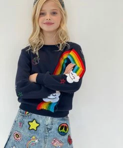Lola + The Boys New Arrivals Smiley Cloud Rainbow Sweatshirt