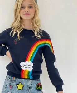 Lola + The Boys New Arrivals Smiley Cloud Rainbow Sweatshirt