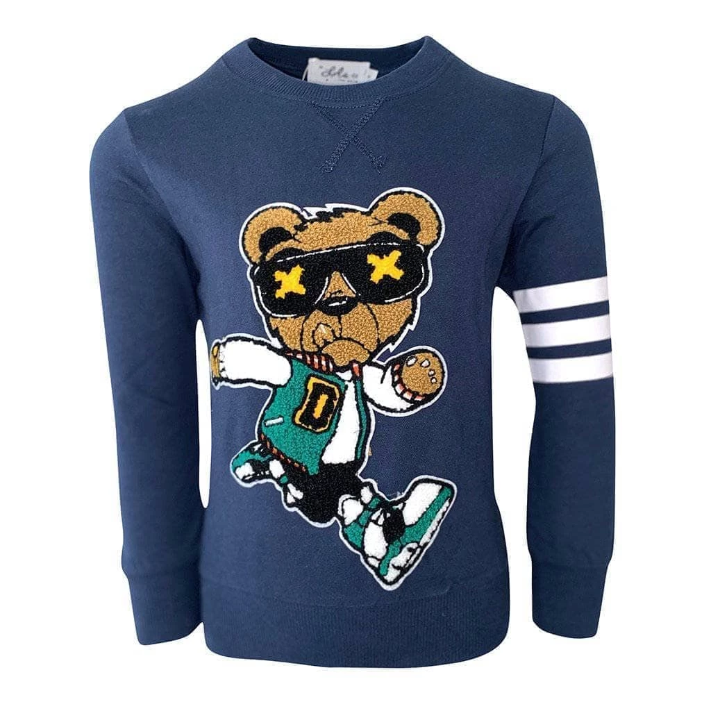 Best deal ❤️ Lola + The Boys Teddy Athletic Patch Navy Sweatshirt ✨ 5 Lola + The Boys Teddy Athletic Patch Navy Sweatshirt