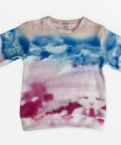Lola + The Boys Girls Watercolor Sky Fuzzy Sweatshirt