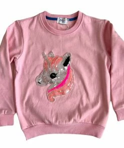 Lola + The Boys Girls Fancy Unicorn Pink Sweatshirt