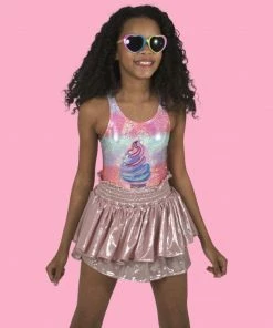 Lola + The Boys Metallic Ice Cream One Piece Swim