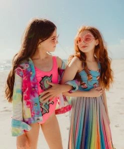 Lola + The Boys Girls Neon Unicorn Swimsuit
