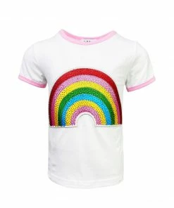 Lola + The Boys Girls Happy Rainbow Crystal Patch T-Shirt