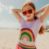 Lola + The Boys Girls Happy Rainbow Crystal Patch T-Shirt