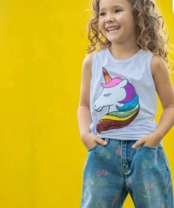 Lola + The Boys Sequin Rainbow Unicorn Tank