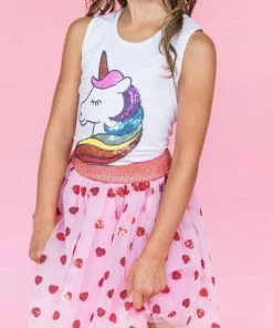 Lola + The Boys Sequin Rainbow Unicorn Tank