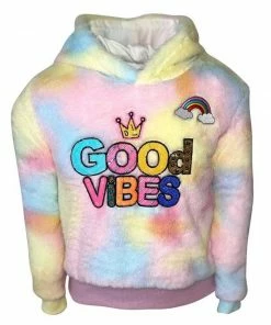 Best Pirce ๐ Lola + The Boys Tie Dye Good Vibes Fuzzy Hoodie ๐ง Girls ๐ 8 Lola + The Boys Tie Dye Good Vibes Fuzzy Hoodie Girls
