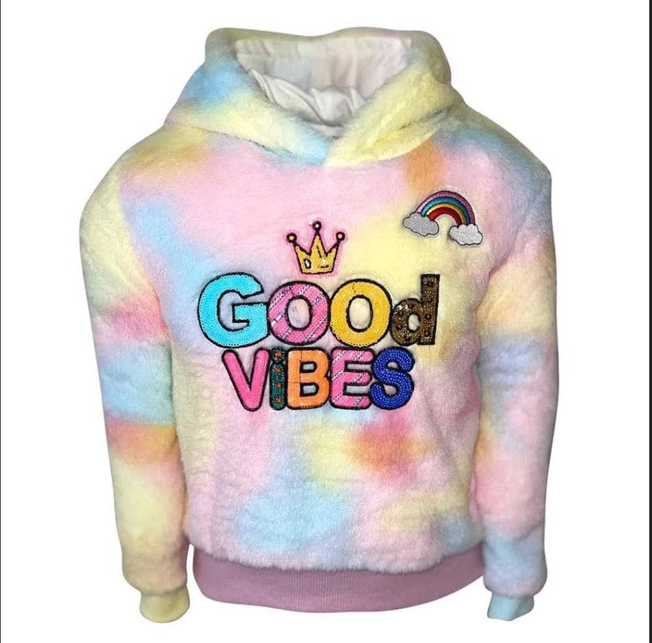 Best Pirce ๐ Lola + The Boys Tie Dye Good Vibes Fuzzy Hoodie ๐ง Girls ๐ 5 Lola + The Boys Tie Dye Good Vibes Fuzzy Hoodie Girls