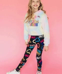 Best Pirce ๐ Lola + The Boys Tie Dye Good Vibes Fuzzy Hoodie ๐ง Girls ๐ 9 Lola + The Boys Tie Dye Good Vibes Fuzzy Hoodie Girls