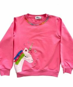 Lola + The Boys Unicorn Stars Gem Pink Sweatshirt