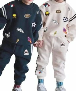 Lola + The Boys New Arrivals Varsity Patch Jogger Set Navy