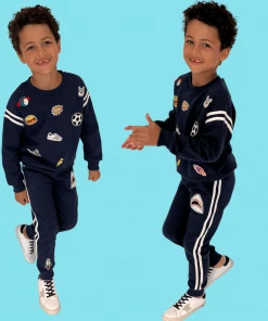 Lola + The Boys New Arrivals Varsity Patch Jogger Set Navy