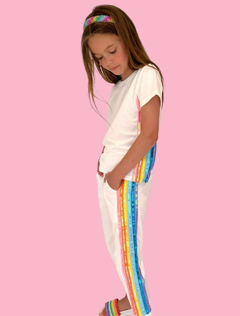 Top 10 ๐ฏ Lola + The Boys New Arrivals White Rainbow Sequin Jogger Set ๐ 3 Lola + The Boys New Arrivals White Rainbow Sequin Jogger Set