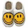 Lola + The Boys White Smiley Slippers